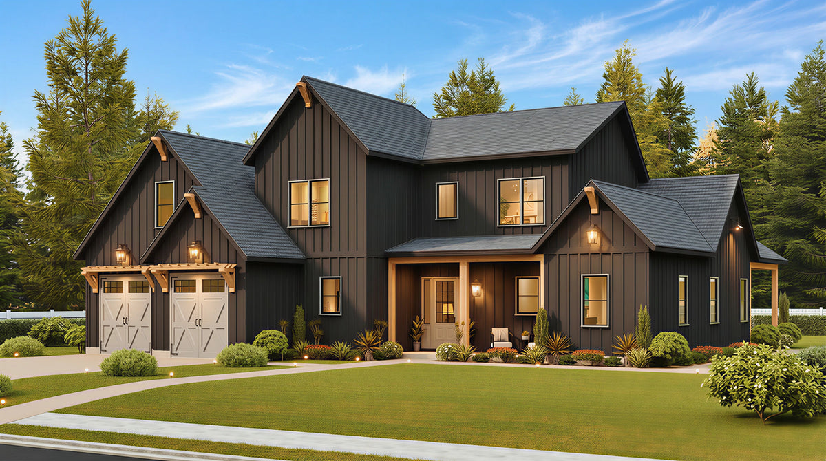 A8484-A Bluefern Valley Main Image Exterior 3 beds, 3 baths, modern farmhouse plan