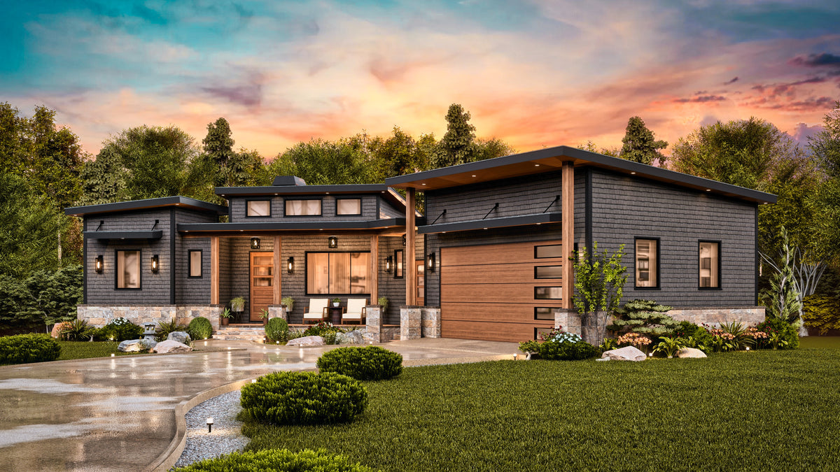 A7971 Urban Valley Contemporary House Plan 3 beds, 2 baths, Exterior 6