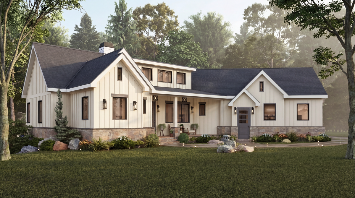 A802-A Urban Oak Contemporary Craftsman House Plan Exterior - 2