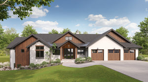 I8352-A Modern Mountain House, 3 Bedrooms, 3.5 Bathrooms | Falcone Valley House Plan Exterior