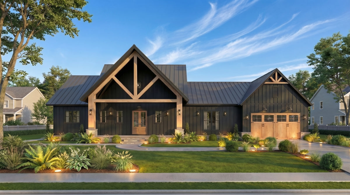 A8073-A Modern Farmhouse, 3 Bedrooms, 2.5 Bathrooms | Persimmon House Plan Exterior-4