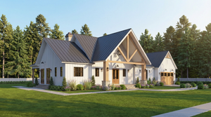 A8073-A Modern Farmhouse, 3 Bedrooms, 2.5 Bathrooms | Persimmon House Plan Exterior-3