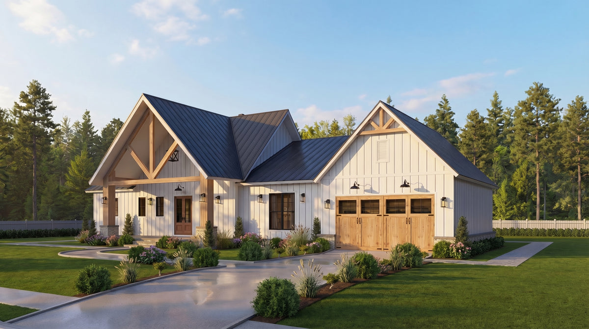 A8073-A Modern Farmhouse, 3 Bedrooms, 2.5 Bathrooms | Persimmon House Plan Exterior-5