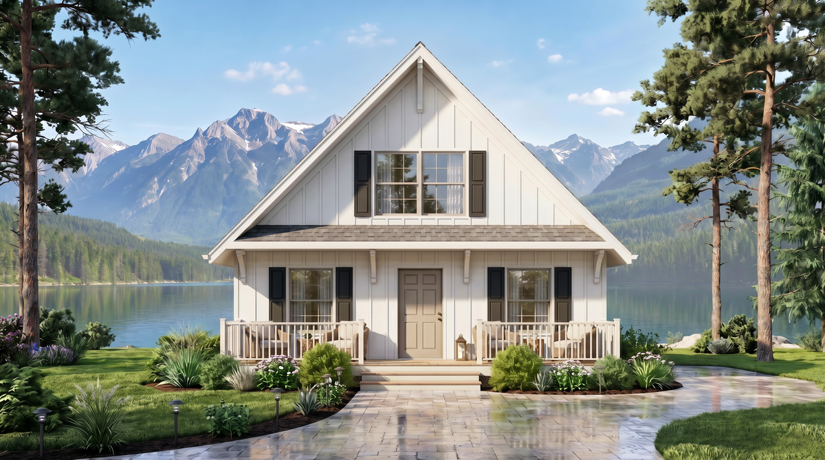 A8214-A Cottage House, 3 Bedrooms, 2 Bathrooms | Loden House Plan Exterior-2