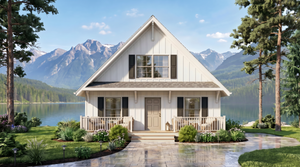 A8214-A Cottage House, 3 Bedrooms, 2 Bathrooms | Loden House Plan Exterior-2
