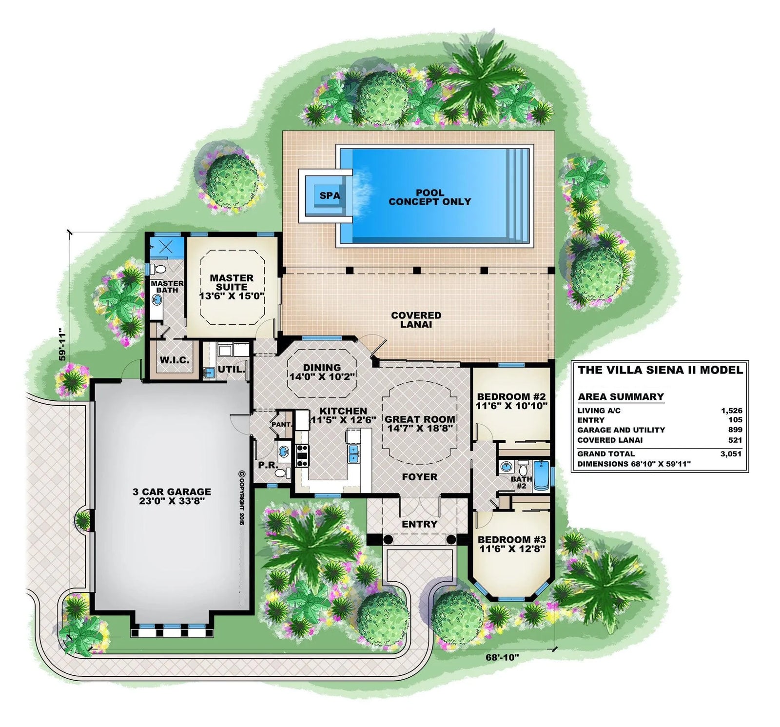 Villa Siena II House Plan - Archival Designs House Plans