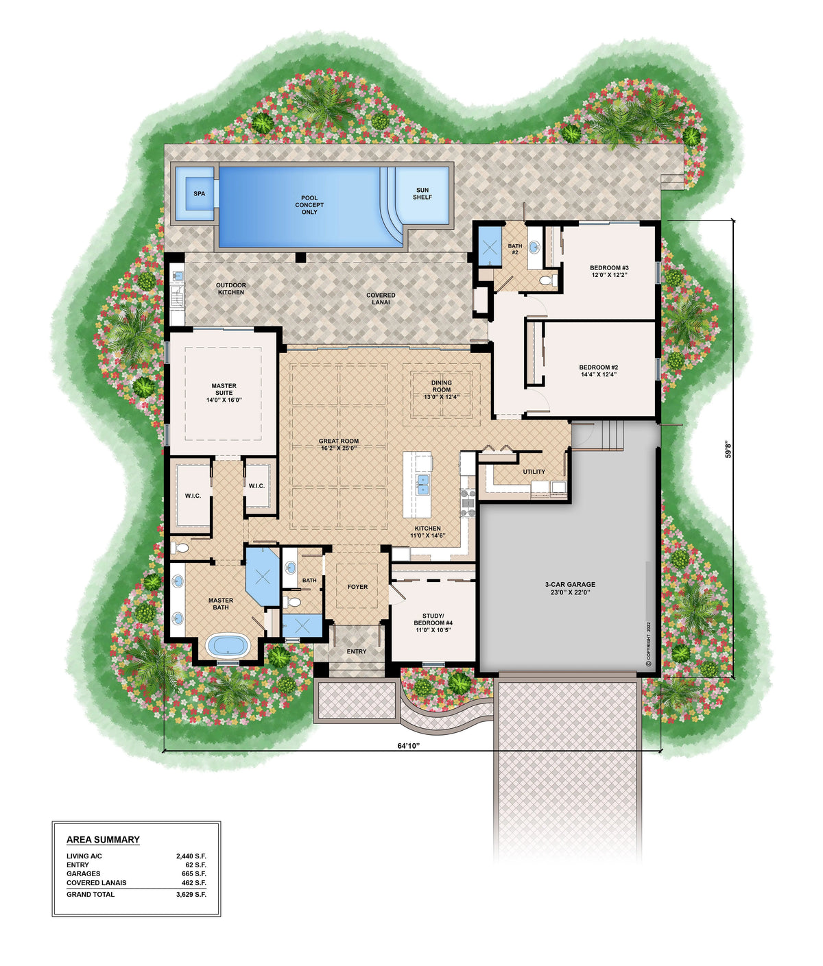 Barcelona House Plan - Archival Designs House Plans, floor plan