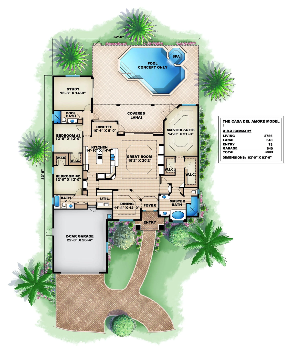 Casa Del Amore House Plan - Archival Designs House Plans, floor plan