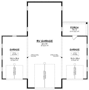 H8124-A Modern Farmhouse RV Garage  First Floor Plan| Norton Garage Plan 