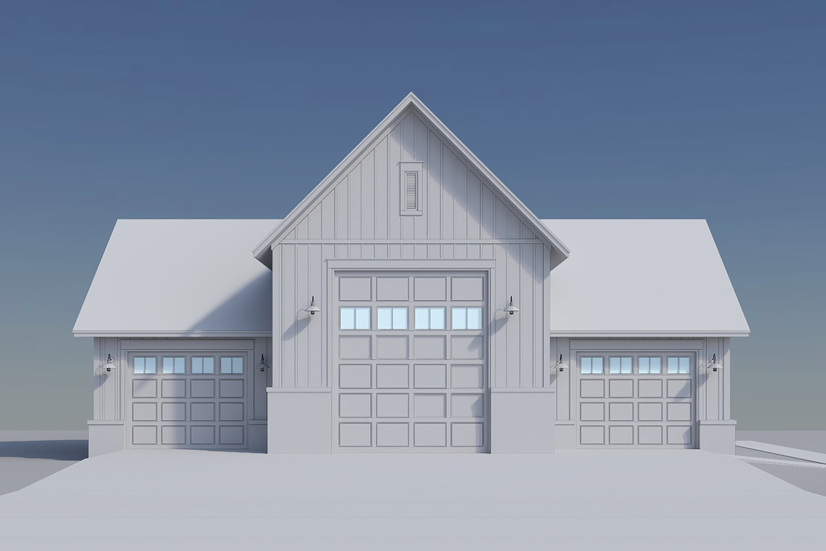 H8124-A Modern Farmhouse RV Garage | Norton Garage Plan Grayscale