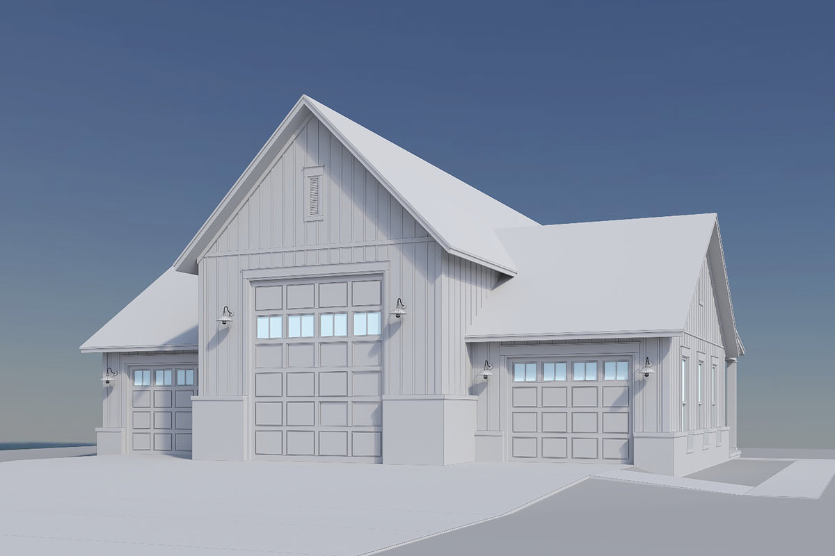 H8124-A Modern Farmhouse RV Garage | Norton Garage Plan  Grayscale