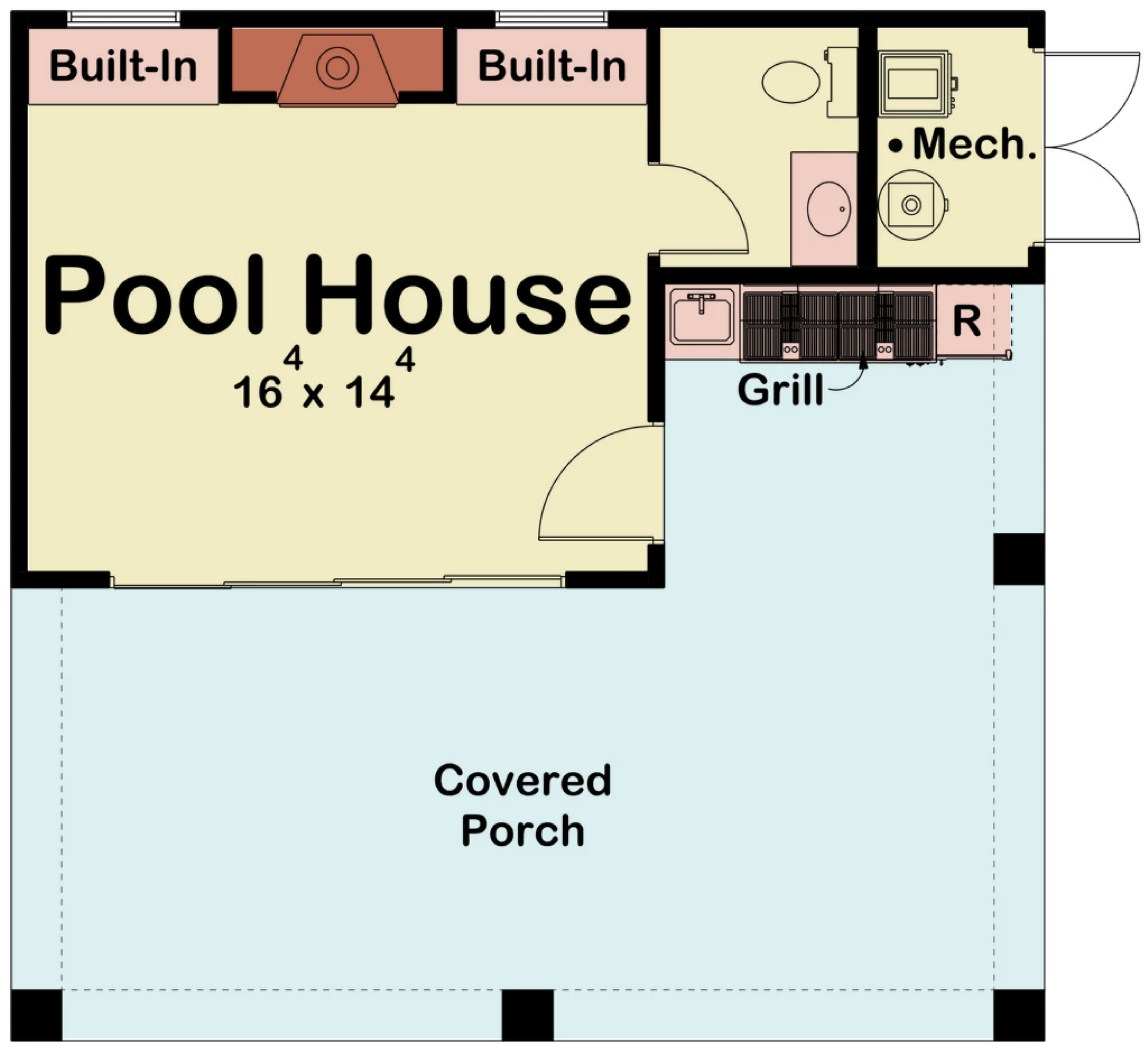 Granbury Pool House Plan - Archival Designs House Plans