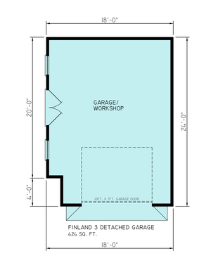 A7388-A Finland 3 House floor Plan, 2 Bedrooms, 2 Baths, 3 Garage Bays