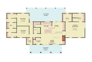 A7555-A Modern Farmhouse First Floor Plan, 3 Bedrooms, 2.5 Bathrooms | Wells Manor House 