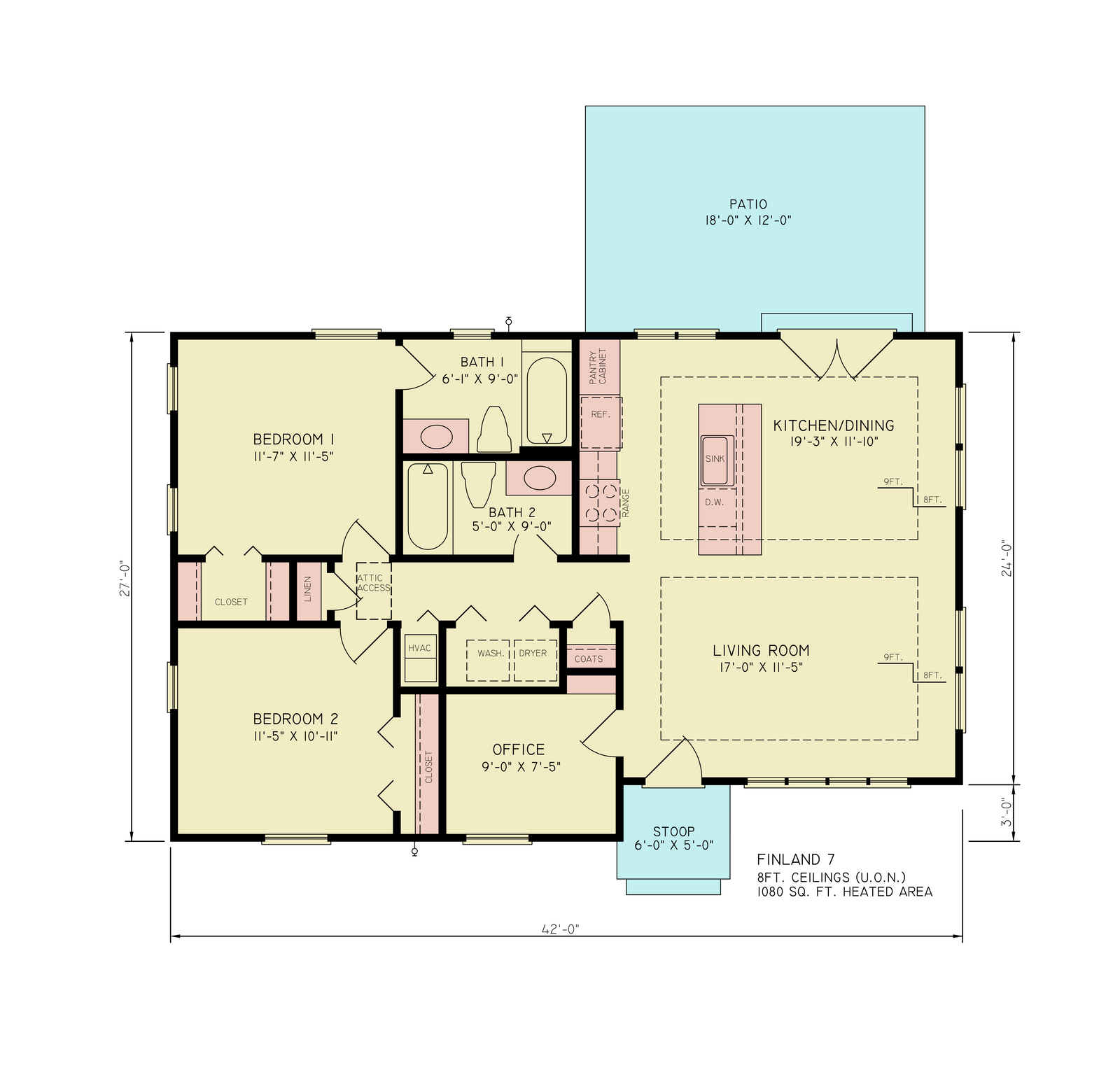 A7464-A Traditional Style Finland 7 House Plan Front Exterior-1