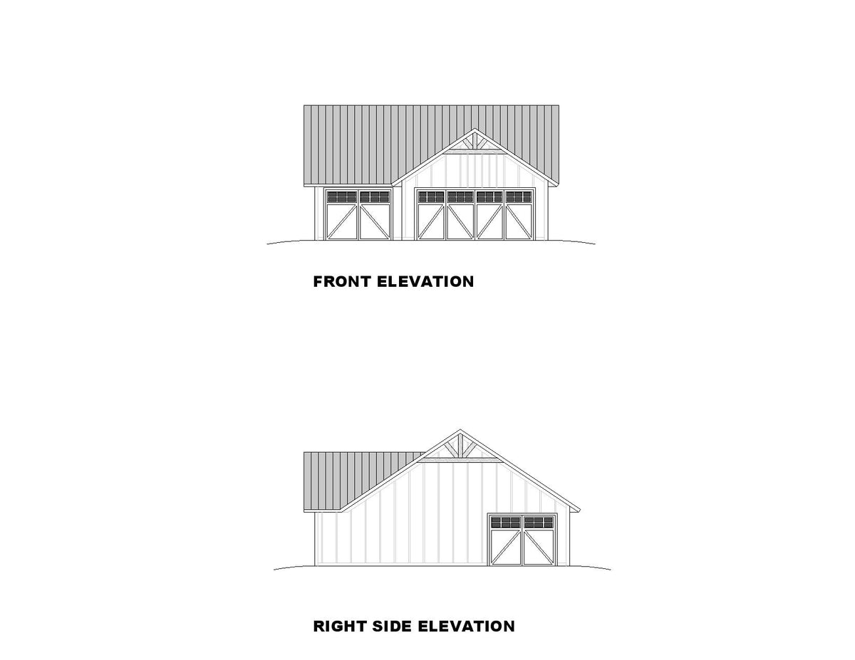 3-Car Detached Garage Plan with Side and Front Entry