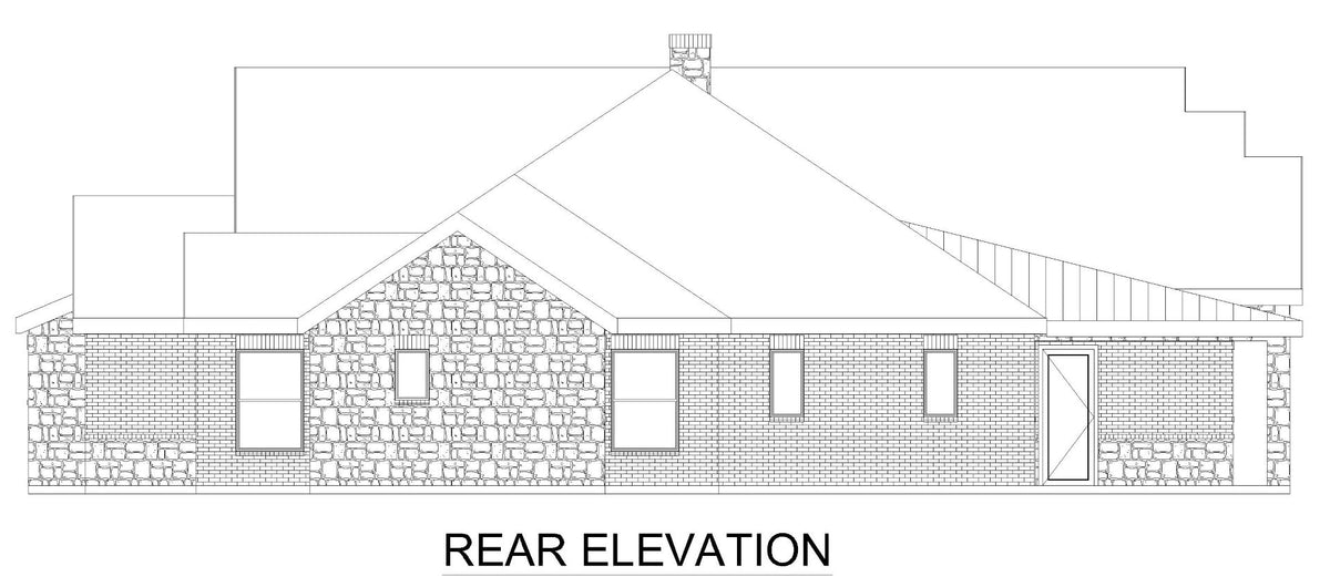 F8062-A Modern Farmhouse, 3 Bedrooms, 2.5 Bathrooms | Glen Rose Rear Elevation