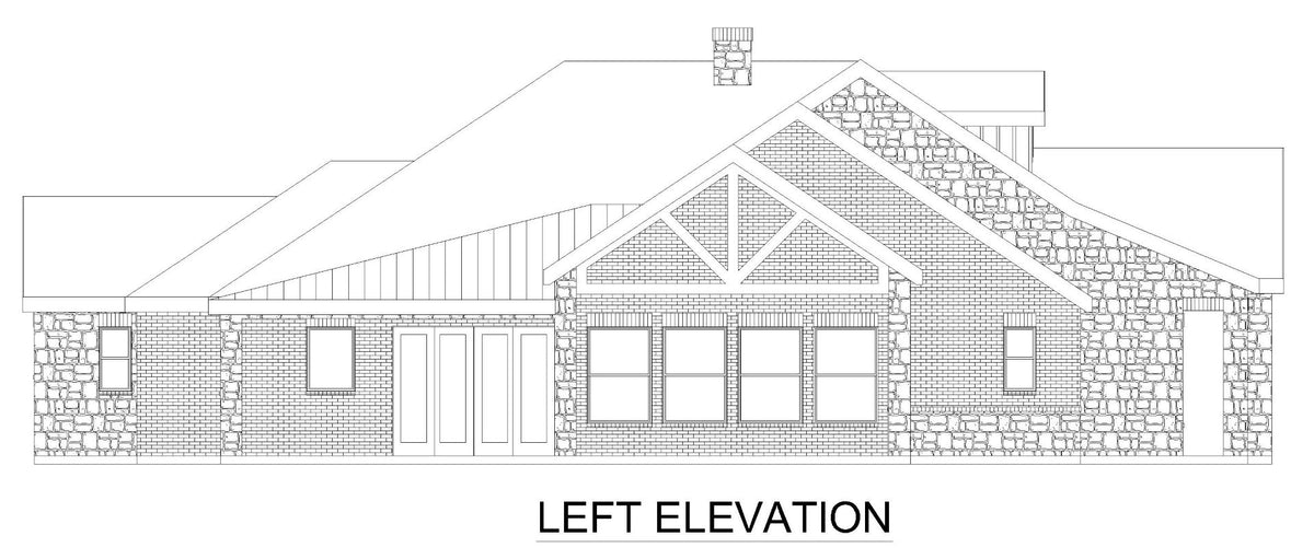 F8062-A Modern Farmhouse, 3 Bedrooms, 2.5 Bathrooms | Glen Rose Left Elevation
