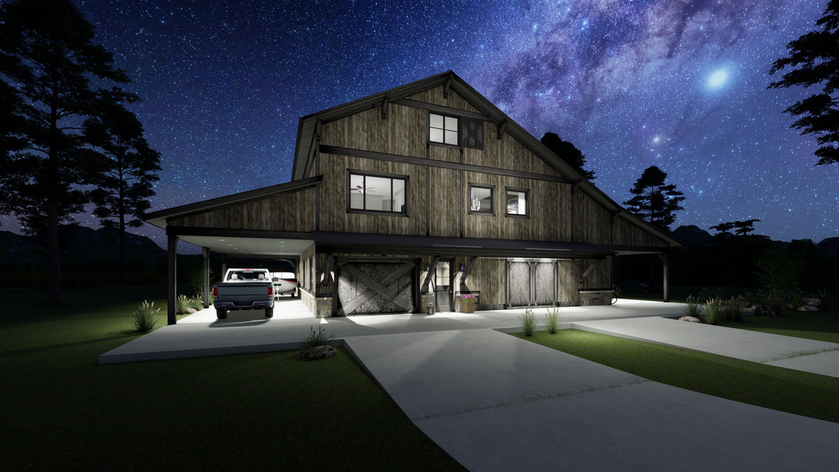 Three-Level Barndominium with Dual Master Suites and Loft Living