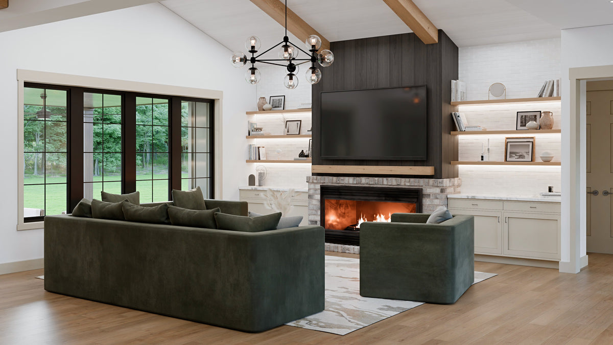 AJ7855-A Modern Farmhouse Great Room, 2 to 3 Bedrooms, 2.5 Bathrooms | Plan VD1066