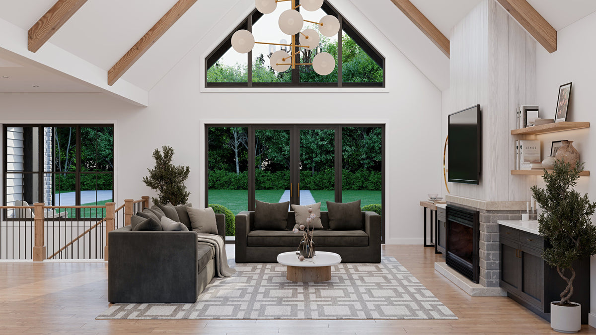 AJ7980-A Modern Farmhouse Great Room, 3 Bedrooms, 4.5 Bathrooms | Plan 1068 