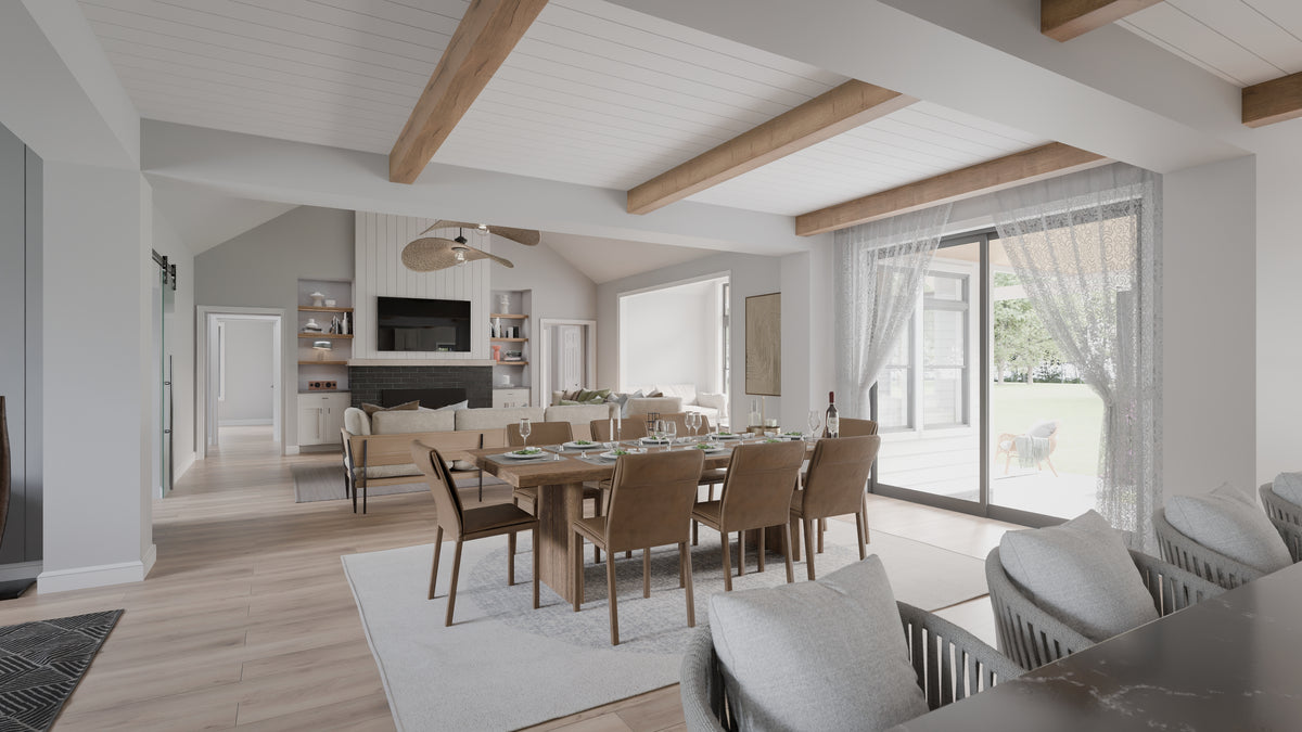 AJ7679-A Modern Farmhouse Great Room, 4 Bedrooms, 3.5 Bathrooms | Plan 1011 
