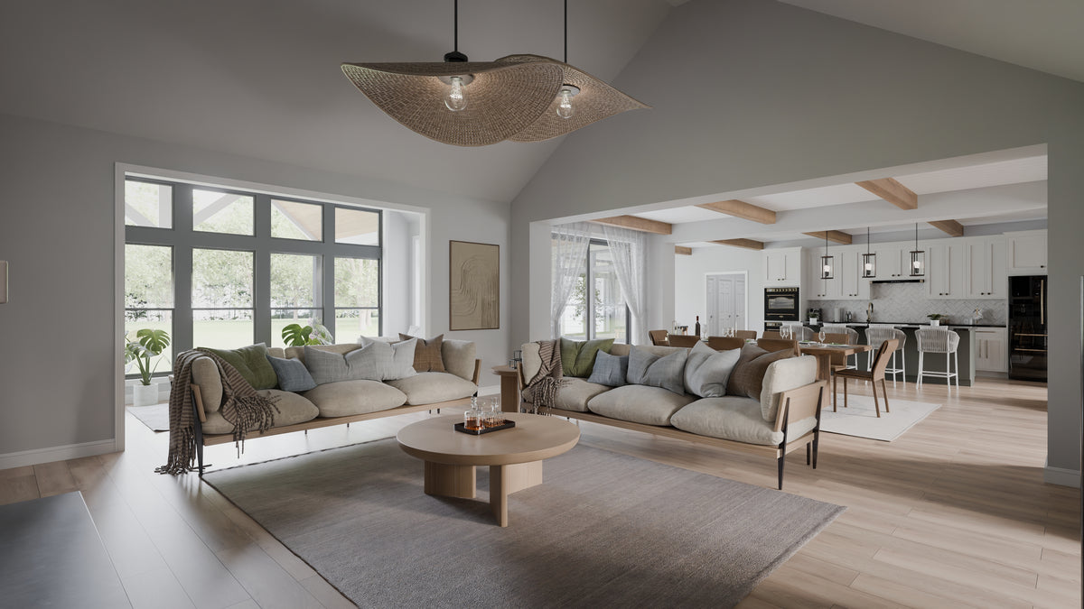 AJ7679-A Modern Farmhouse Great Room, 4 Bedrooms, 3.5 Bathrooms | Plan 1011 