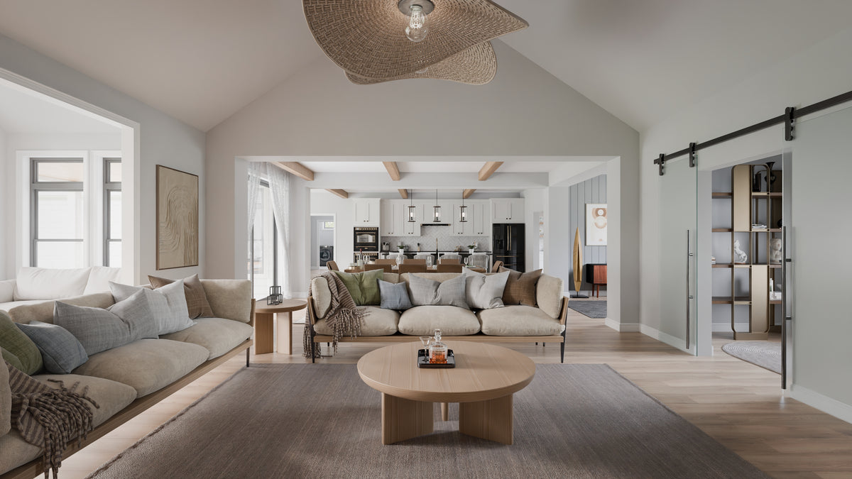 AJ7679-A Modern Farmhouse Great Room, 4 Bedrooms, 3.5 Bathrooms | Plan 1011 