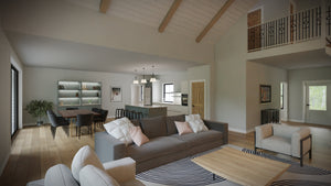AJ7697-A Modern Farmhouse Great Room, 3 Bedrooms, 2.5 Bathrooms | Plan 1040 