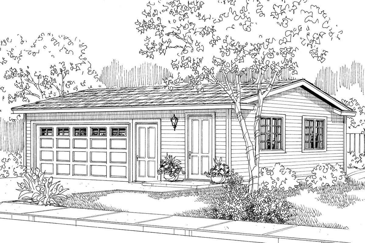AM7201-A Garage House Front Exterior-1