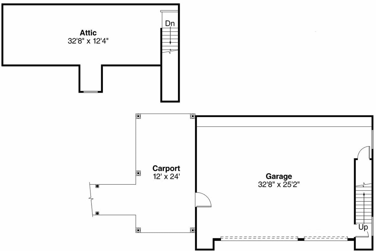 AM7796-A Country Garage Floor Plan| 20-074 Garage with Attic 