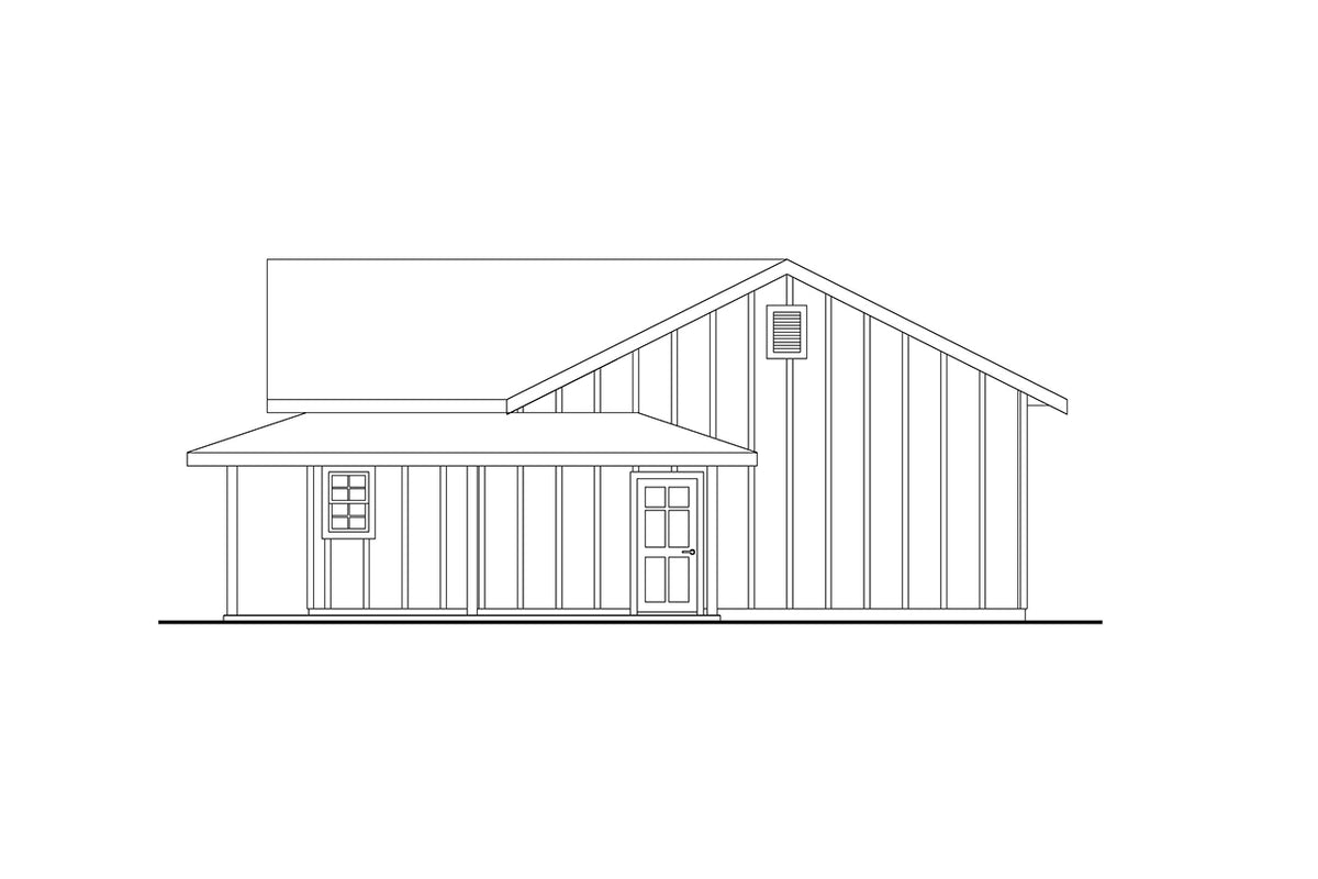 AM7932-A Farmhouse Garage with Bathroom | Plan 20-664 Rear Elevation