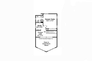 AM7667-A A-Frame House Second Floor Plan, 3 Bedrooms, 2 Bathrooms | Gerard House Plan
