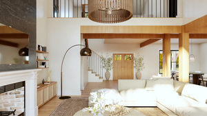 Q8412-A Modern Farmhouse, 3 Bedrooms, 2 Bathrooms, 2 Half Bath | 2071 House Plan Great Room