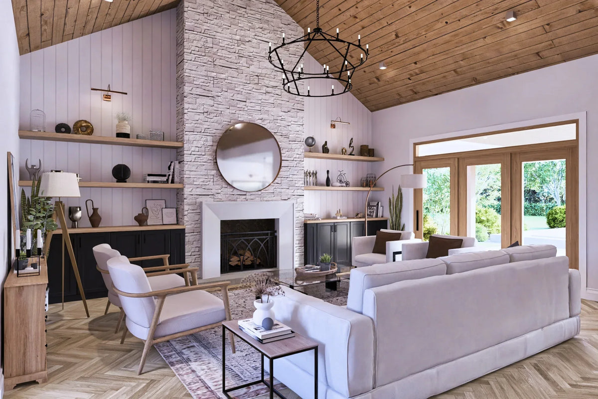 A7572-A Modern Farmhouse Great Room, 3 Bedrooms, 3.5 Bathrooms | Sweet Maple House
