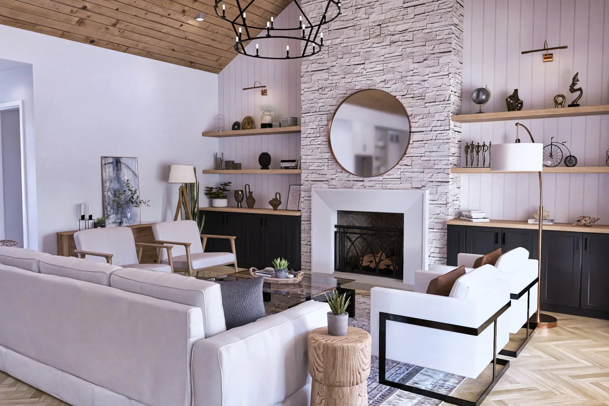 A7572-A Modern Farmhouse Great Room, 3 Bedrooms, 3.5 Bathrooms | Sweet Maple House