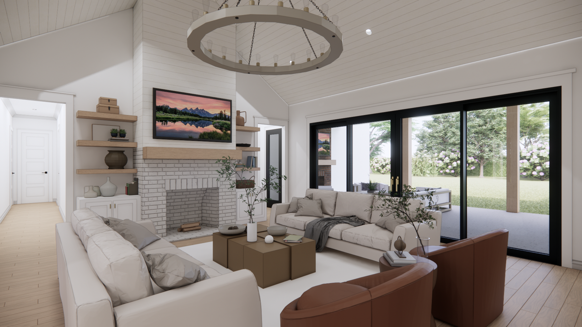 C8154-A Modern Farmhouse House Great Room, 4 Bedrooms, 4.5 Bathrooms | Amaryllis 2 House Plan 