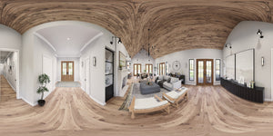 A8073-A Modern Farmhouse Great Room Panorama, 3 Bedrooms, 2.5 Bathrooms | Persimmon House Plan 