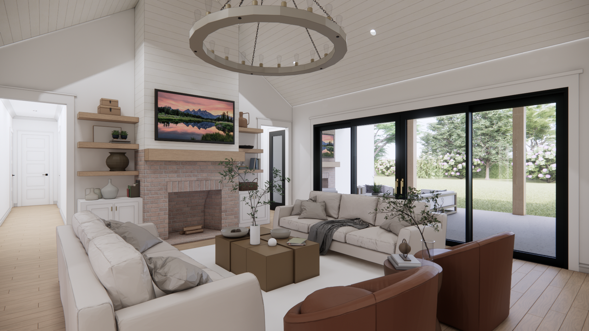 C8154-A Modern Farmhouse House Great Room, 4 Bedrooms, 4.5 Bathrooms | Amaryllis 2 House Plan 