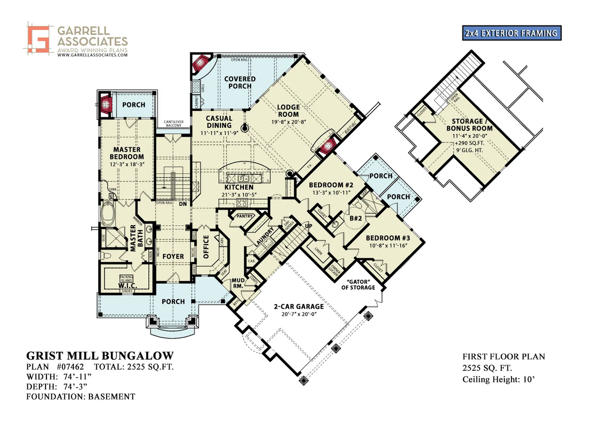 Grist Mill Bungalow House Plan - Archival Designs House Plans, floor plan