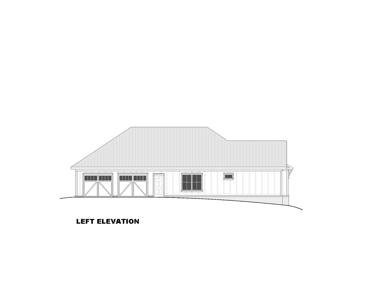 AN7899-A Modern Farmhouse Left Elevation, 3 Bedrooms, 2 Bathrooms | Harris 2 