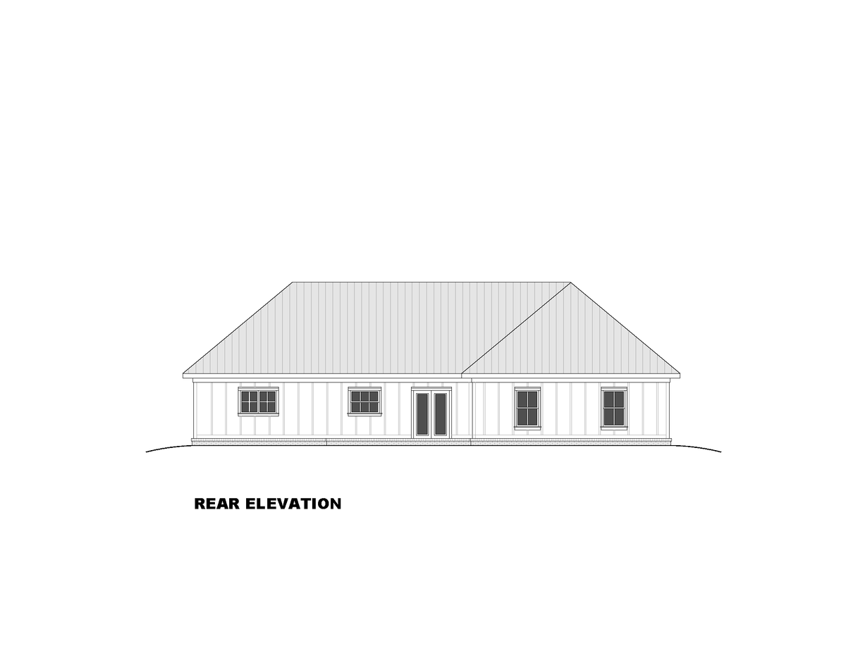 AN7899-A Modern Farmhouse Rear Elevation, 3 Bedrooms, 2 Bathrooms | Harris 2  