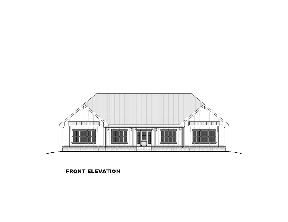 Elegant 3-Bedroom Ranch Plan with Home Office and Deck