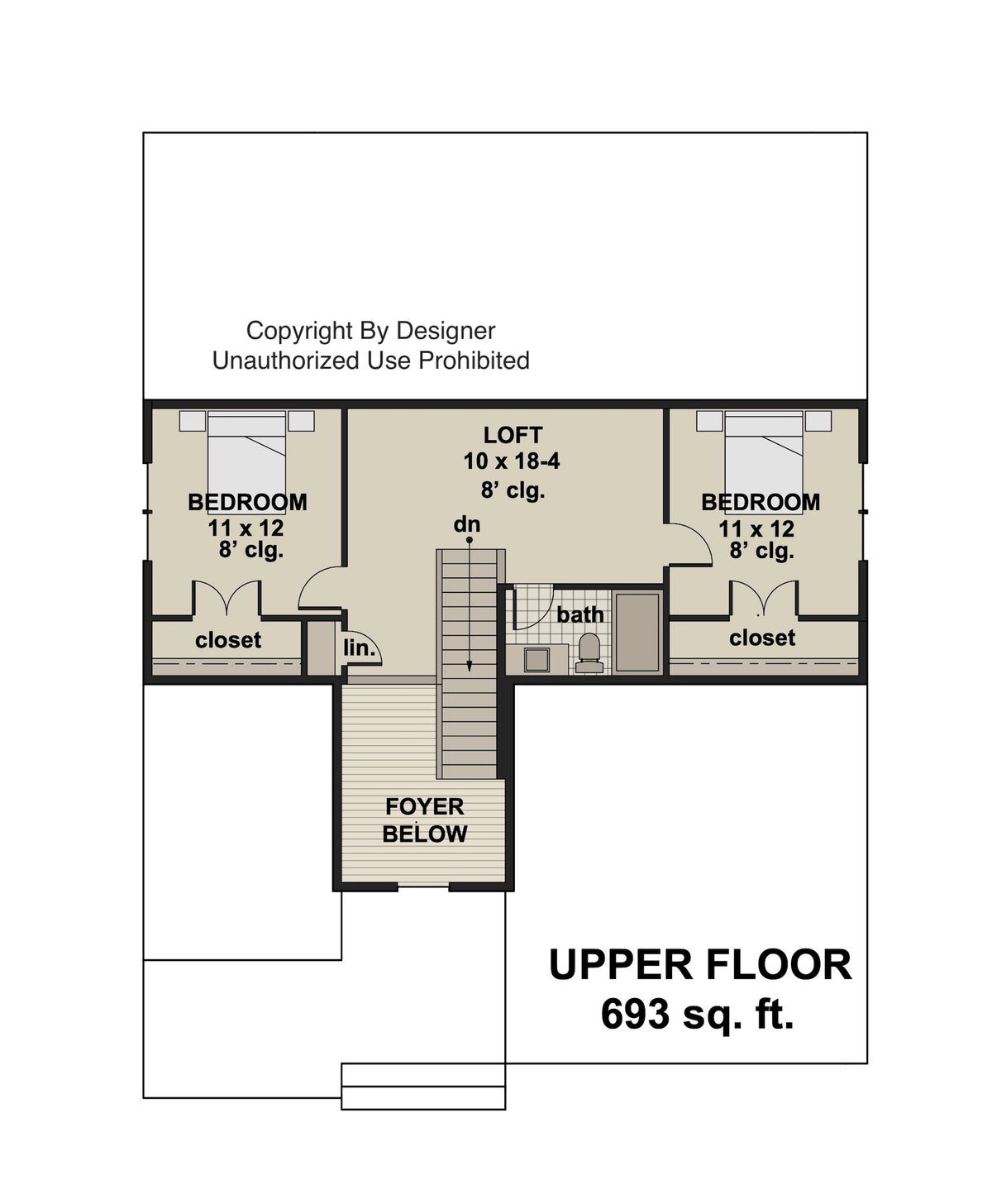 D7368-A Pinecrest House Second Floor Plan 3-4 Beds 3 Baths