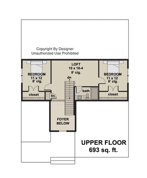 D7368-A Pinecrest House Second Floor Plan 3-4 Beds 3 Baths