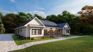 Elegant 3-Bedroom Ranch Plan with Home Office and Deck
