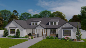 AO8481-A Modern Farmhouse Ranch House, 3 Bedrooms, 2.5 Bathrooms | Halifax House Plan Exterior-2