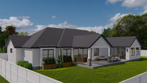 AO8481-A Modern Farmhouse Ranch House, 3 Bedrooms, 2.5 Bathrooms | Halifax House Plan Exterior-3