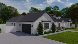 AO8481-A Modern Farmhouse Ranch House, 3 Bedrooms, 2.5 Bathrooms | Halifax House Plan Exterior-6