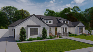 AO8481-A Modern Farmhouse Ranch House, 3 Bedrooms, 2.5 Bathrooms | Halifax House Plan Exterior-7